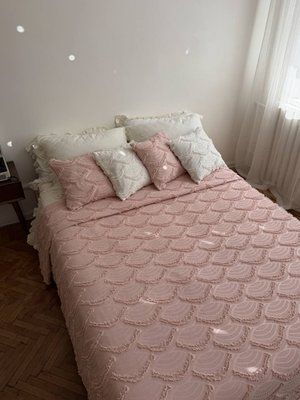 Плед-покрывало скандинавское волна "Розовый" 120*240 1162 фото